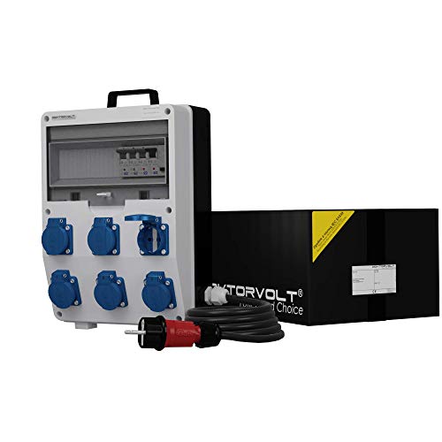 Doktorvolt Stromverteiler Baustromverteiler Verteilerkasten Steckdosenverteiler Mobilverteiler TD-S/FI 6x230V Dosen Mit Anschlusskabel 0557 von Doktorvolt