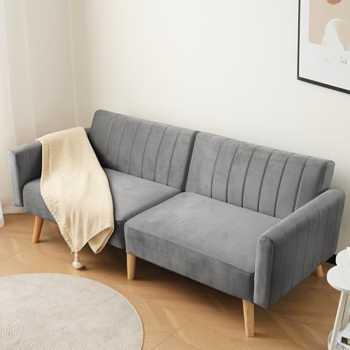 Dolamaní 2-in-1-Sofa 2 Sitzer mit Schlaffunktion,Klappbares Schlafsofa Klappbares mit Rückenlehne 3-Fach klappbar für kleine Räume (Antik Dunkelgrau) von Dolamaní