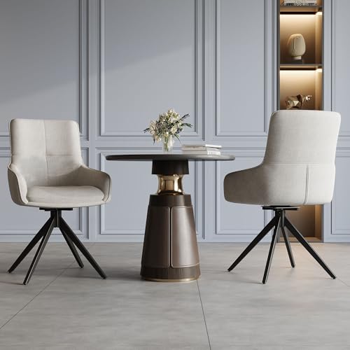 Dolamaní Esstischstuhl 2er Set mit Drehfunktion, Drehstühle mit Verstärkt Gepolstertes Sitzkissen, Esszimmerstühle mit höhenverstellbaren Füßen für Wohnzimmer Esszimmer (Beige 2er Set) von Dolamaní