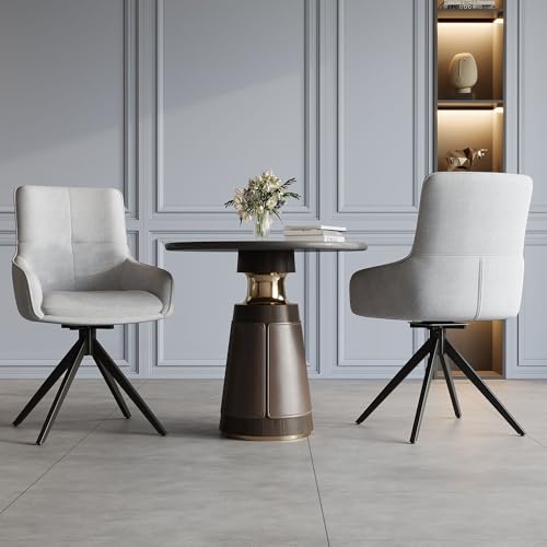 Dolamaní Esstischstuhl 2er Set mit Drehfunktion, Drehstühle mit Verstärkt Gepolstertes Sitzkissen, Esszimmerstühle mit höhenverstellbaren Füßen für Wohnzimmer Esszimmer (Grau 2er Set) von Dolamaní