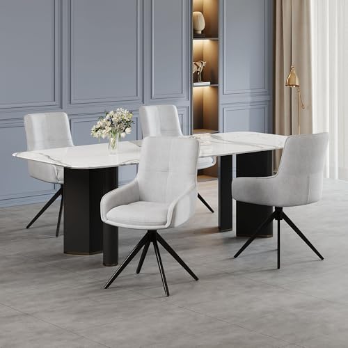 Dolamaní Esstischstuhl 4er Set mit Drehfunktion, Drehstühle mit Verstärkt Gepolstertes Sitzkissen, Esszimmerstühle mit höhenverstellbaren Füßen für Wohnzimmer Esszimmer (Grau 4er Set) von Dolamaní
