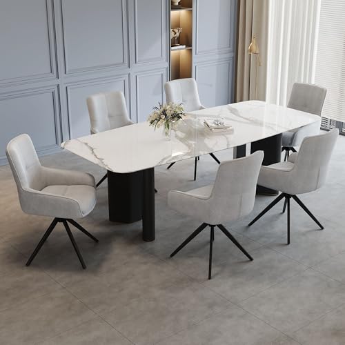 Dolamaní Esstischstuhl 6er Set mit Drehfunktion, Drehstühle mit Verstärkt Gepolstertes Sitzkissen, Esszimmerstühle mit höhenverstellbaren Füßen für Wohnzimmer Esszimmer (Grau 6er Set) von Dolamaní