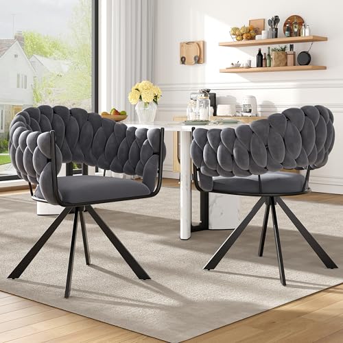 Dolamaní Esszimmerstühle 2er Set Samtstoff mit Gepolstertes Sitzkissen und Rückenlehne, verstellbares Fußdesign, klauenförmige Metallbeine (Grau 2er Set) von Dolamaní