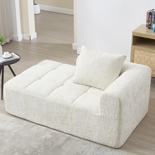 Dolamaní Modern Sofaliege Couch Sofa 1 Sitzer mit 1 Kissen, kein Zusammenbau erforderlich, Bequemes Chaiselongue-Sofa (Beige A) von Dolamaní