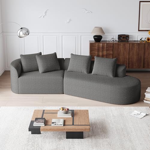 Dolamaní Sofa Modernes gepolstertes, übergroßes Ecksofa, 4-Sitzer Sofa, Geschwungene Wolkencouch, frei kombinierbares Sofa für Wohnzimmer und Schlafzimmer, Chenille (Dunkelgrau A) von Dolamaní