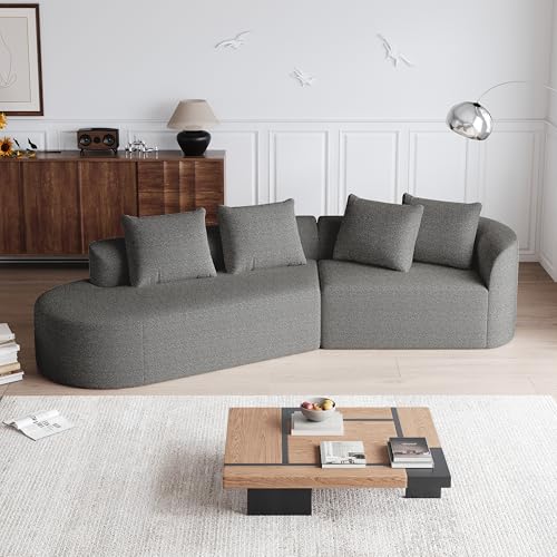 Dolamaní Sofa Modernes gepolstertes, übergroßes Ecksofa, 4-Sitzer Sofa, Geschwungene Wolkencouch, frei kombinierbares Sofa für Wohnzimmer und Schlafzimmer, Chenille (Dunkelgrau B) von Dolamaní