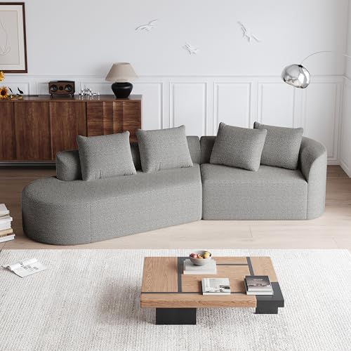 Dolamaní Sofa Modernes gepolstertes, übergroßes Ecksofa, 4-Sitzer Sofa, Geschwungene Wolkencouch, frei kombinierbares Sofa für Wohnzimmer und Schlafzimmer, Chenille (Hellgrau B) von Dolamaní