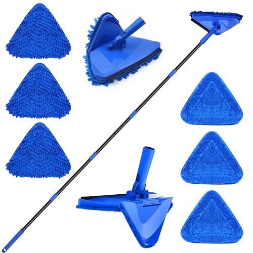 Dolanx Wandmopp-Reiniger, langer Griff, 203,2 cm, 180° klappbarer Decken-Wascher, Schrubber und Rakel, dreieckiges Sockelleisten-Reinigungswerkzeug, Staubwedel mit 6 Mikrofaser-Chenille-Pads für Dolanx Wandmopp-Reiniger, langer Griff, 203,2 cm, 180° klappbarer Decken-Wascher, Schrubber und Rakel, dreieckiges Sockelleisten-Reinigungswerkzeug, Staubwedel mit 6 Mikrofaser-Chenille-Pads für von Dolanx