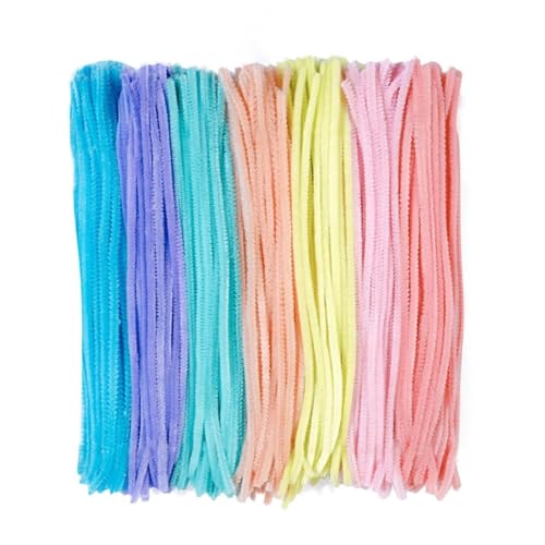 200 Stück Pfeifenreiniger Chenilledraht, 6mm x 30cm Biegeplüsch,für Basteln und Dekorieren Drahtskulpturen (Bunt) von Dolaso