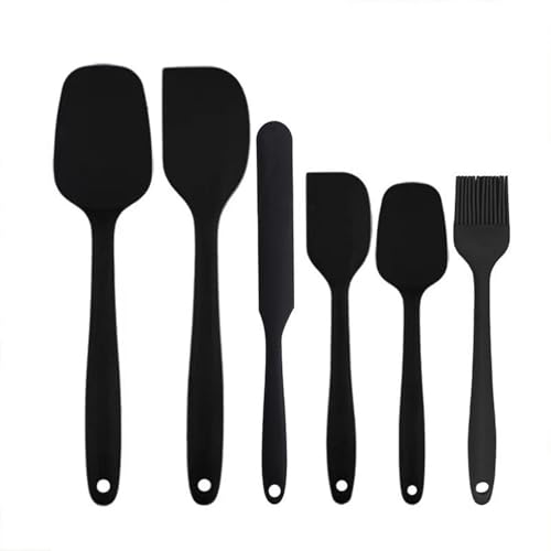 6 Stück Silikon Spatel Set Küchenutensilien, 230℃ Hitzebeständiges Antihaft-Silikon Spachtel Set, Teigschaber Silikon mit Küchenutensilien zum Backen, Kochen und Rühren - Farbig Set von Dolaso