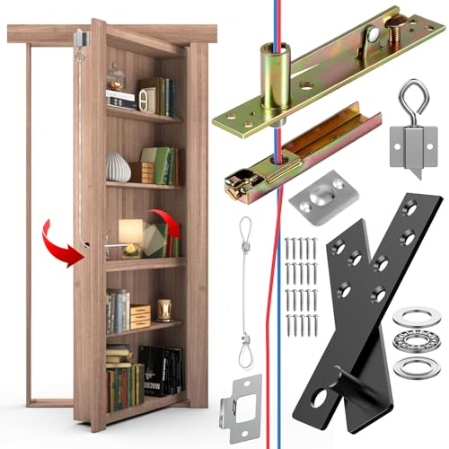 Tür-Scharniere, versteckte verdeckte Scharniere, Scharnier, das Draht für versteckte Türen, Bücherregale und geheime Türen passieren kann, Murphy-Tür-Bücherregal (Gelbes Gewindeloch) von Dolenor