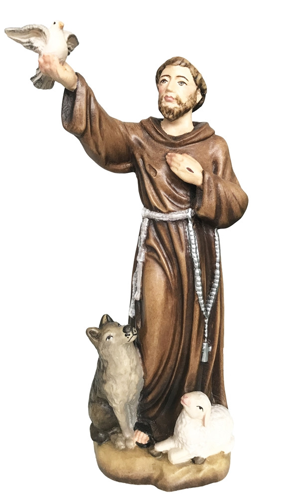 Heiligenfigur Heiliger Franziskus H 25 cm Franz von Assisi Holzfigur Holzstatue Statue aus Ahornholz von Dolfi