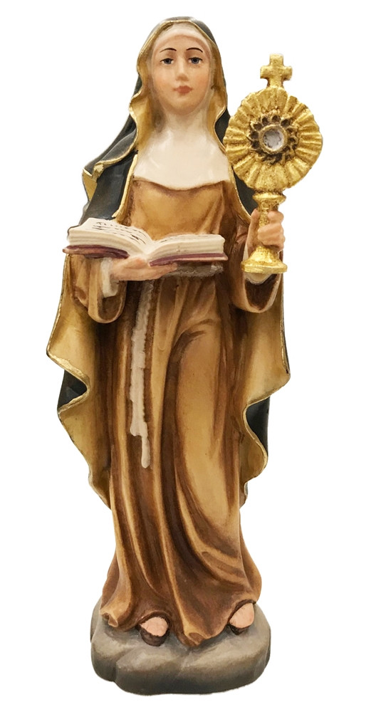 Statue Heilige Chiara von Assisi H 15 cm Heiligenfigur Holzfigur Holzstatue Holz Figur aus Ahornholz von Dolfi