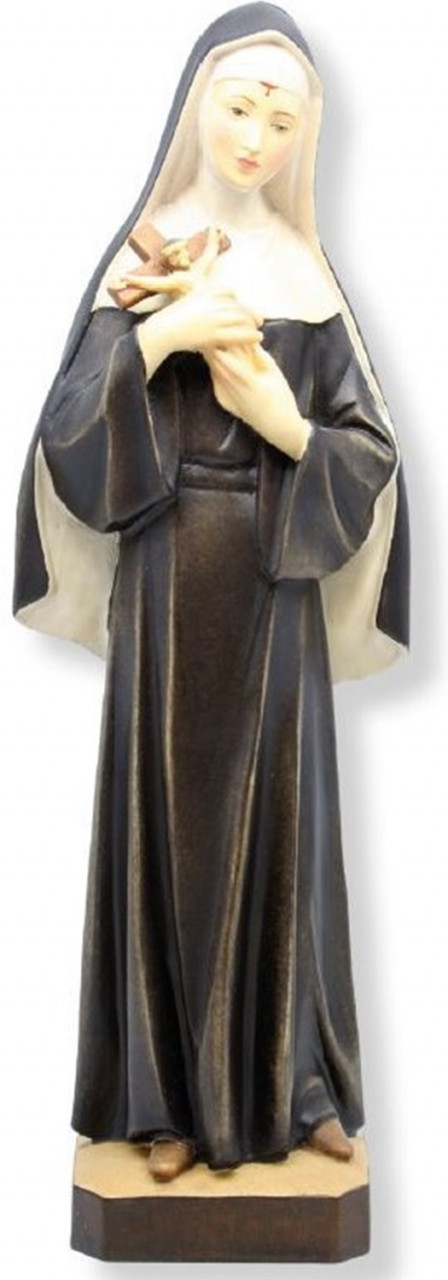 Statue Heilige Rita von Cascia H 15 cm Heiligenfigur Nonne Schutzpatronin Holz Figur aus Ahornholz von Dolfi