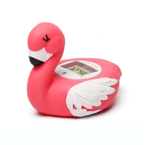 Doli Yearning Baby-Badthermometer, Sicherheit, schwimmendes Badespielzeug, Badewannenthermometer, bei Celsius und Fahrenheit Grad – Flamingo von Doli Yearning