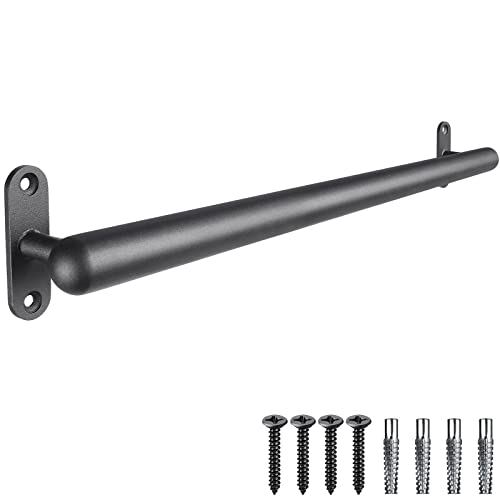 Dolibest Handlauf Metall, 117cm Treppenhandlauf Edelstahl Schwarz Wandhandlaufe Geländer Treppengeländer Innen Außen 3.3cm Runde Rutschfest Wandmontage Sicherheitsgriff Barrierefreies für Jung und Alt von Dolibest