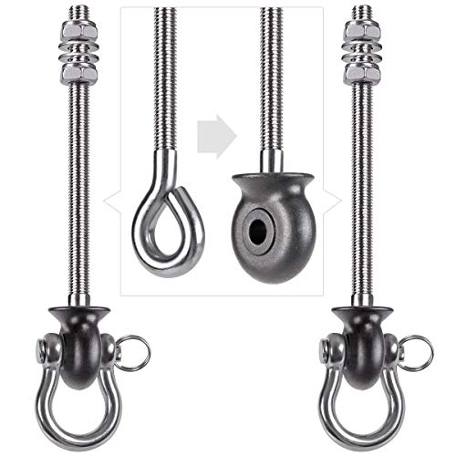 Dolibest 2er Schaukelhaken Holzbalken, 195mm Hängematte Befestigung M8 Schwerlast Hängesessel Aufhängung Betondecke Edelstahl Drehbar Boxsack Deckenhalterung ösenhaken zum Schrauben, Bis 680kg von Dolibest