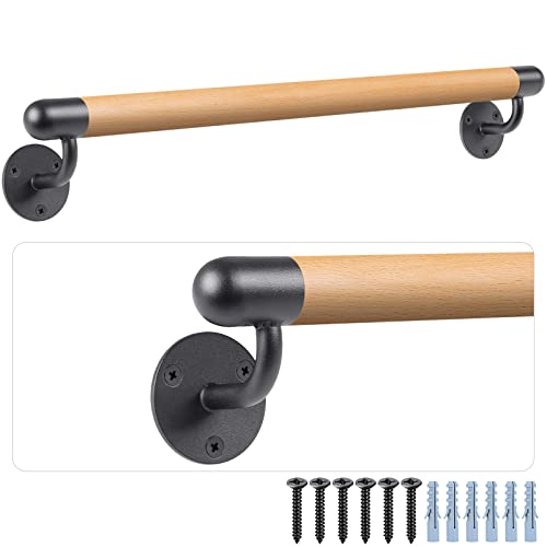 Dolibest Handlauf Holz, 100cm Handlauf Treppe Innen Holz Buche Runde Wandhandlaufe Geländer Treppengeländer 3.8cm Rutschfest Sicherheithaltegriff Barrierefreie für Jüngere/ältere von Dolibest