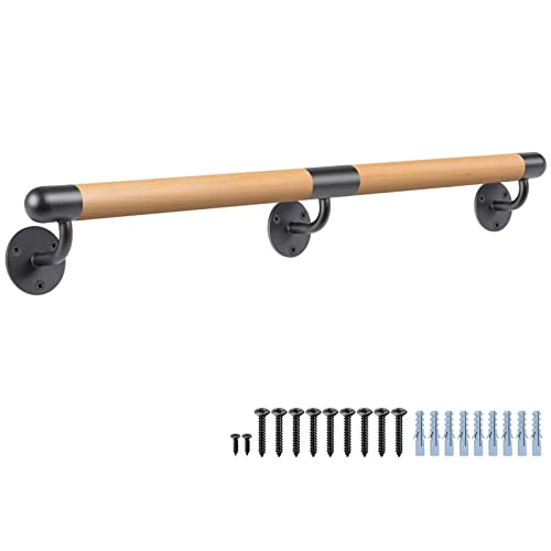 Dolibest Handlauf Holz, 200cm Handlauf Treppe Innen Holz Buche Runde Wandhandlaufe Geländer Treppengeländer 3.8cm Rutschfest Sicherheithaltegriff Barrierefreie für Jüngere/ältere von Dolibest