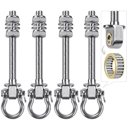 Dolibest 4er Schaukelhaken Holzbalken Lager, Hängematte Befestigung M10 Schwerlast Hängesessel Aufhängung Betondecke 175mm Edelstahl Drehbar Boxsack Deckhalterung ösenhaken zum Einschrauben, Bis 680kg von Dolibest
