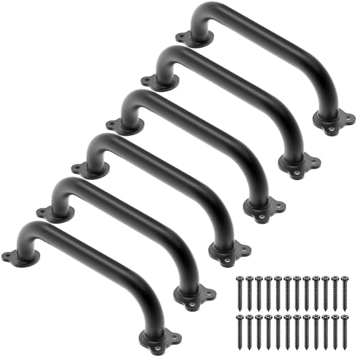 Dolibest Haltegriff Schwarz, 30.5cm Kinder Metall Klettergriff 6er Behindert Senioren Sicherheitsgriff Spielturm Klettergerüst Innen Außen Griffstangen für Toilette/Bad/Dusche/Hochbett, Froschbasis von Dolibest