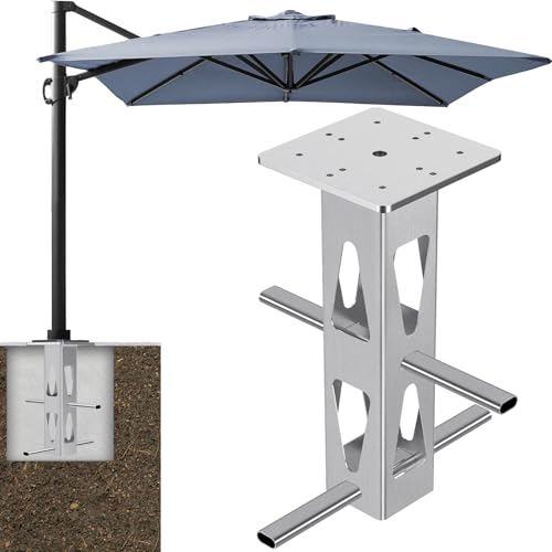 Dolibest Robuster Schirmständer für den Boden, universeller Stahl-Bodenschirmständer, platzsparender Stahlanker für den Außenbereich, versetzter Freischwinger und Mittelstangen-Terrassenschirme von Dolibest