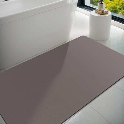 Dolic Badematte, Badevorleger, Gummi, rutschfest, dünn, saugfähig, schnelltrocknend, schmutzabweisend Vorleger für Badezimmerboden, Badewanne und Duschraum im Außenbereich (Brown, 60 x 150 cm) von Dolic
