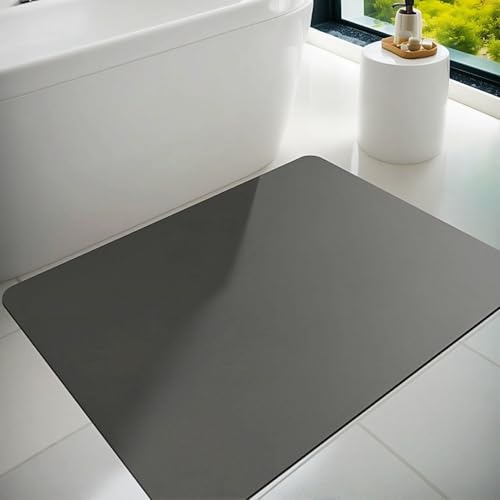 Dolic Badematte, Badevorleger, Gummi, rutschfest, dünn, saugfähig, schnelltrocknend, schmutzabweisend Vorleger für Badezimmerboden, Badewanne und Duschraum im Außenbereich (Dark Grey, 60 x 90 cm) von Dolic