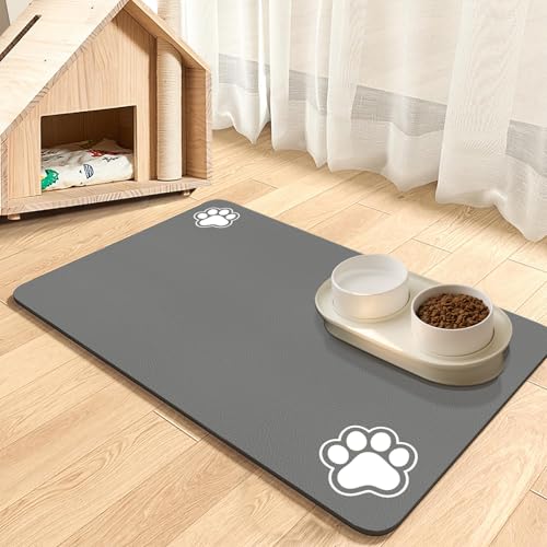 Futtermatte Katzen, Napfunterlage Hund Klein, Abtropfmatte Hundenapf, Haustier-Fütterungsmatte – Saugfähige Unterlage für Futter- und Wassernapf, fleckenfrei (Hellgrau-2 Pfoten, 30 x 50 cm) Futtermatte Katzen, Napfunterlage Hund Klein, Abtropfmatte Hundenapf, Haustier-Fütterungsmatte – Saugfähige Unterlage für Futter- und Wassernapf, fleckenfrei (Hellgrau-2 Pfoten, 30 x 50 cm) von Dolic