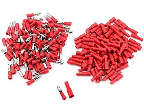 DollaTek 100Pcs (50 Paar) 22-16 AWG Isolierte männliche weibliche Kugel Schnellspleißdrahtklemmen Draht Crimpverbinder Kit - Rot von DollaTek
