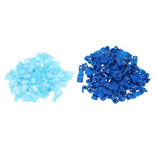 DollaTek 100Pcs (50 Paar) Blue T-Tap Isolierte Elektrische Kabelverbinder Quick Splice Lock Wire Terminals Spaten Crimp Combo Set 1.0-2.5mm2 AWG 16-14 von DollaTek