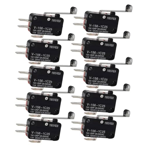 DollaTek 10Pcs V-156-1C25 Micro Endschalter mikroschalter mit Lange Scharnier Roller Momentary SPDT Snap Action für Arduino von DollaTek