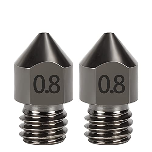DollaTek 2 Stück 0.8 mm MK8-Düsen aus Hartstahl 1.75 mm Verbrauchsmaterial gehärteter Stahl verschleißfest von DollaTek