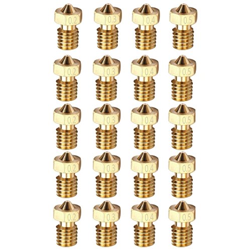 DollaTek 20 PcsE M6 3.0mm 3D Drucker 0.2mm 0.3mm 0.4mm 0.5mm Extruder Messing Düse Druckkopf (5 Pcse/jede größe) von DollaTek