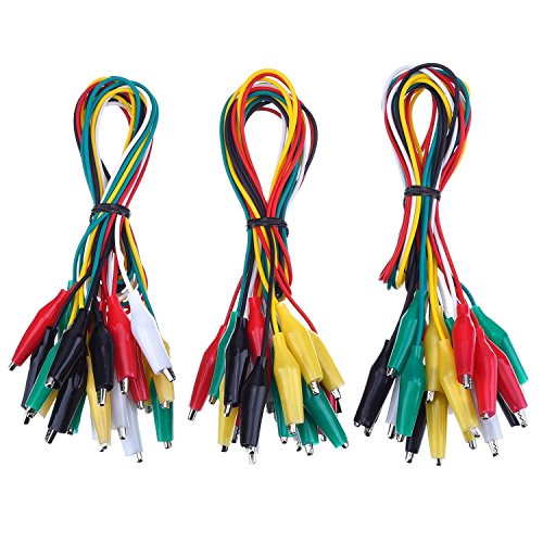 DollaTek 30Pcs 50CM Test Leads mit Krokodilklemmen Set Isolierte Test Kabel Double-Ended Clips, 19.7 Zoll von DollaTek