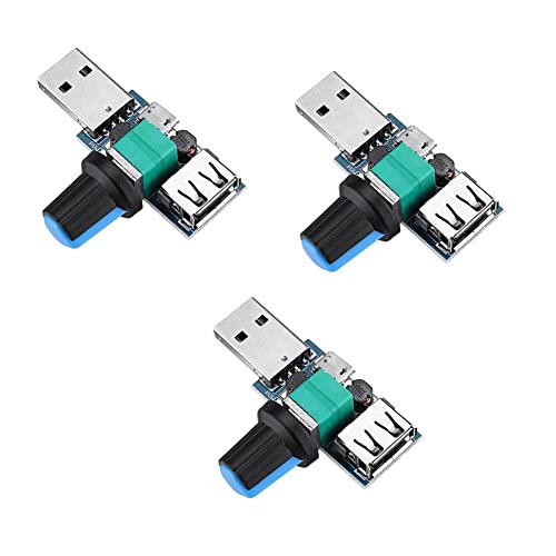 DollaTek 3Pcs Mini-USB-Lüfterregler Windgeschwindigkeitsregler Luftmengenregler Kühlung Stummschaltung Multifunktions-Geschwindigkeitsschalter Modul DC 4–12V bis 2.5–8V Schwarz von DollaTek