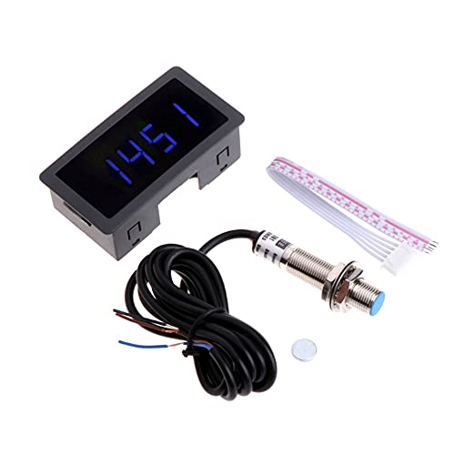 DollaTek 4-stellige Drehzahlmesser Geschwindigkeitsanzeige Tachometer + Näherungssensor NPN Hall-Effekt induktive LED-Panels Digitalmodul Indoor für Auto LED-Anzeige von DollaTek