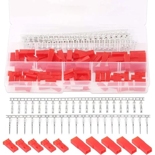 DollaTek 420 STÜCKE (70 Sätze) JST SYP 2-Pin 2.54 MM Adapter Kabel Terminal Buchse Weiblich Männlich Rot Stecker Gehäuse Crimp Pin Terminal Connector Kit von DollaTek