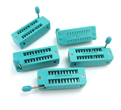 DollaTek 5 Stück Universal-IC-Test-ZIF-Sockel, 20-polig, 2.54 mm Abstand für Mikrocontroller, Chip, Steckplatine, Programm-ICs von DollaTek