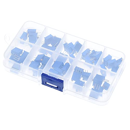 DollaTek 50PCS 10Value 500 Ohm bis 1M Ohm 3296W Multiturn Trimmer Potentiometer Assorted Kit Variable Widerstand mit Plastci Box von DollaTek