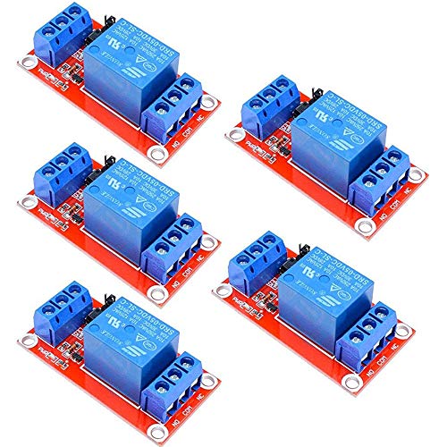 DollaTek 5Pcs 5V 1-Way Relaismodul mit Optokoppler 1-Way Relay Relay Erweiterungsplatine High und Low Trigger mit LED-Warnlampe (DC 0-5 V) von DollaTek