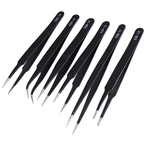 DollaTek 6pcs ESD Anti-Static Edelstahl Pinzette Set Wartung Repair Tool Kit für Computer, Elektronische Reparaturen, Labor, Präzisionsarbeit DollaTek 6pcs ESD Anti-Static Edelstahl Pinzette Set Wartung Repair Tool Kit für Computer, Elektronische Reparaturen, Labor, Präzisionsarbeit von DollaTek