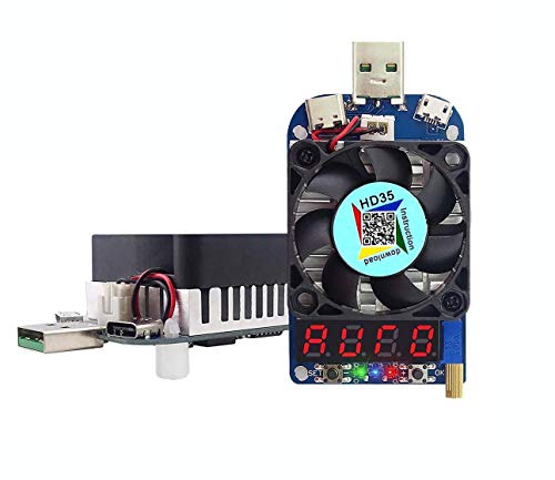 DollaTek Elektronisches Lasttestgerät USB-Lastwiderstandsmodul Auslösung QC2.0 QC3.0 35W 0.25-5A HD35 USB-Schnittstelle Entladung Einstellbare Temperaturregelung mit Lüfter von DollaTek