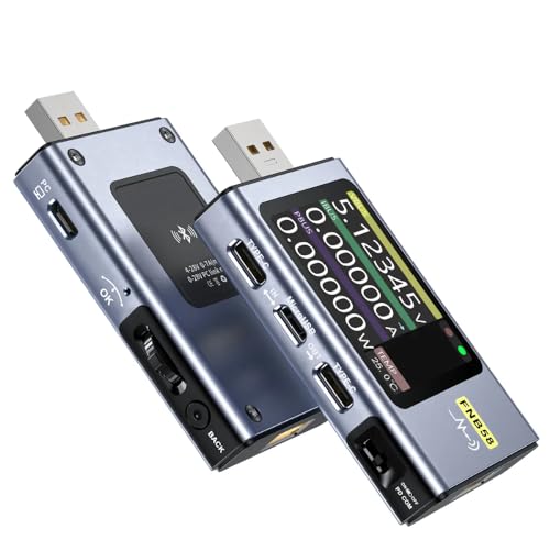 DollaTek FNB58 Digitales Voltmeter, Amperemeter, USB-Tester, Typ C, Schnellladungserkennung, Auslöser, Kapazitätsmessung, Welligkeitsmessung mit Bluetooth, 4–28 V Überwachungsspannung von DollaTek