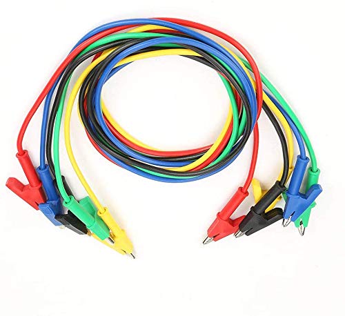 DollaTek Krokodilklemmen Kabel, 5 Stück Elektronische Messleitungen Kit 4mm Bananenstecker Sicherheit Soft Silicone Wire Stack Messleitung 14AWG Verlängerungskabel Multimeter-Messkabelsatz von DollaTek