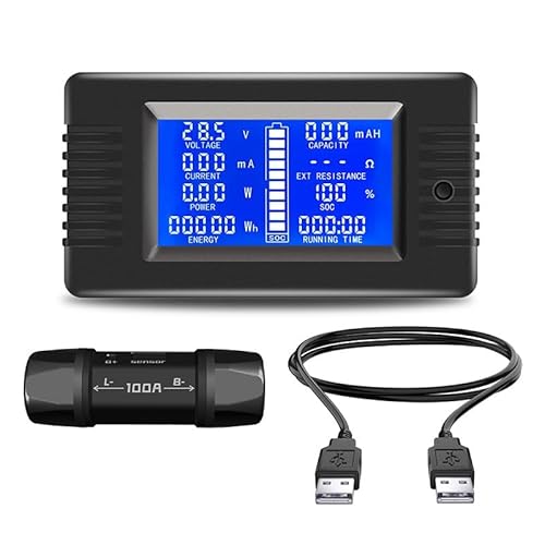 DollaTek LCD Display DC Batteriemonitor Meter 0-200V Voltmeter Amperemeter für Autos RV Solar System von DollaTek