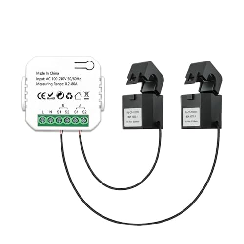 DollaTek WIFI Smart Energy Meter 80A mit 2 Klemmen CT Smart Home Energiemonitor (Weiß) von DollaTek