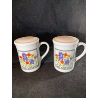 Vintage Sammler Keramik „Texas Wildblumen" Große Salz - Und Pfefferstreuer in Ausgezeichnetem Zustand von Dollars4ServiceDogs