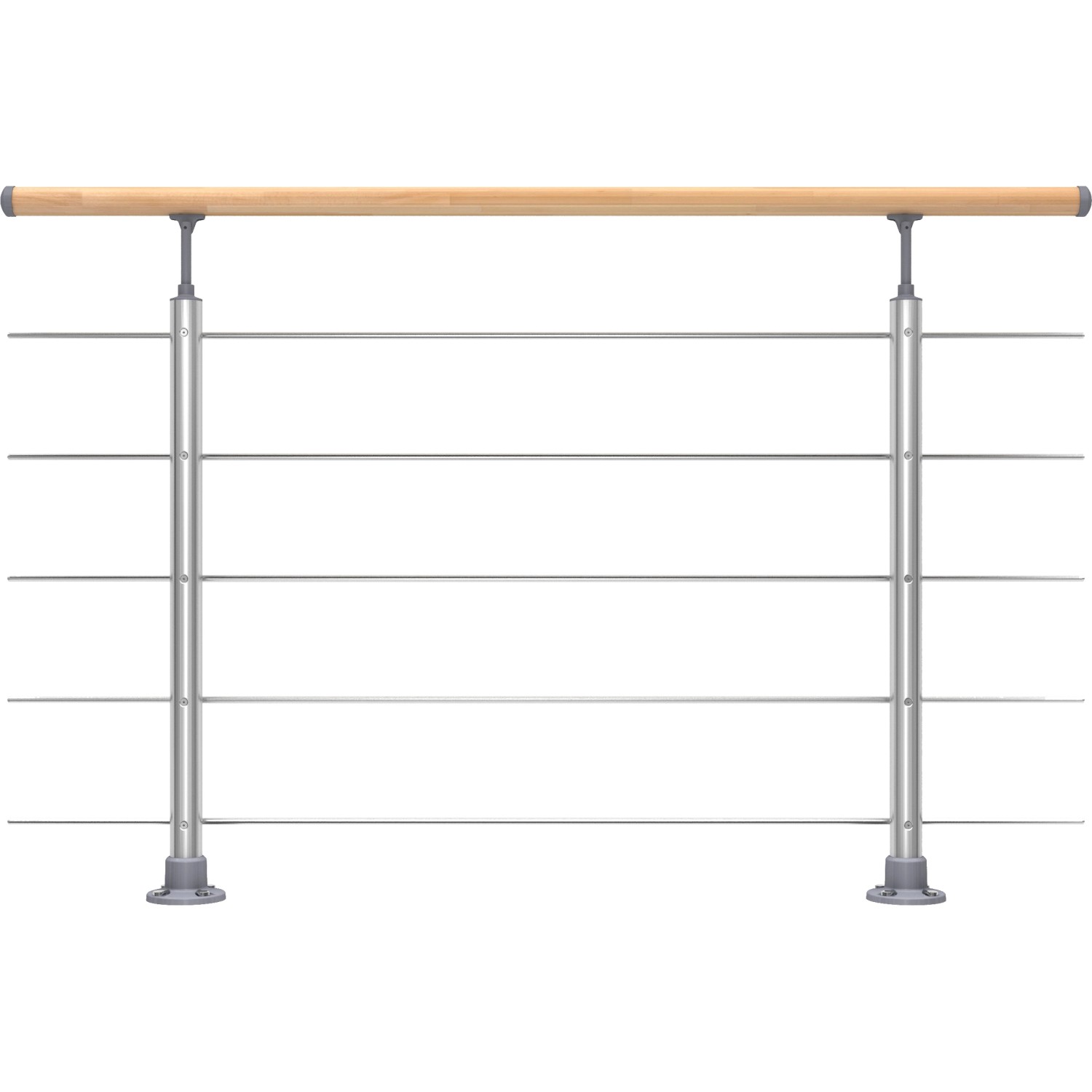 Dolle Geländerset Aluminium 150 cm Bodenmontage mit Buche-Handlauf von DOLLE