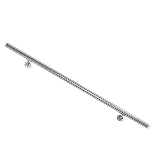 DOLLE Edelstahl Handlauf | Handlaufset 150 cm (kürzbar)| inkl. Halterung V2A | Ø 42,4 mm | Wandhandlauf | Wandhalterung | Geländer | Stange | Treppengeländer | Geländer Bausatz | Edelstahl Geländer von DOLLE